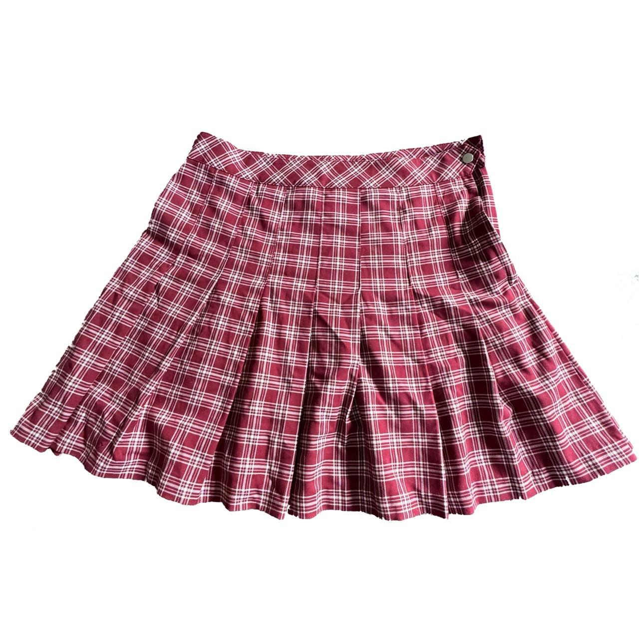 Flared Skirt Red Tartan Skirt H&m H&m Plaid Pleated Skirt