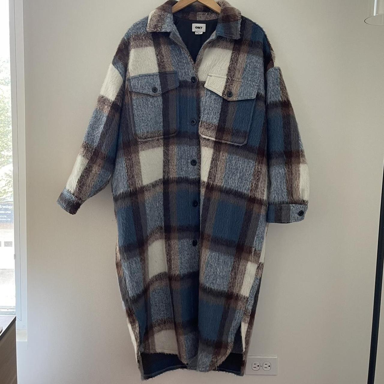 Plaid Obey trench style coat. Out of season I know