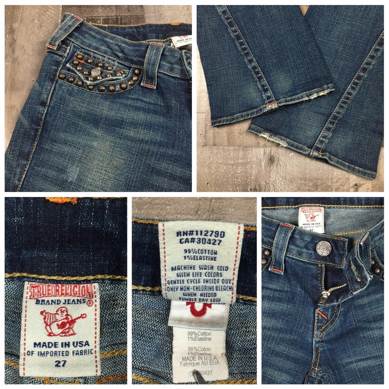 True Religion Studded Joey Low Waist Flare Jeans •... - Depop