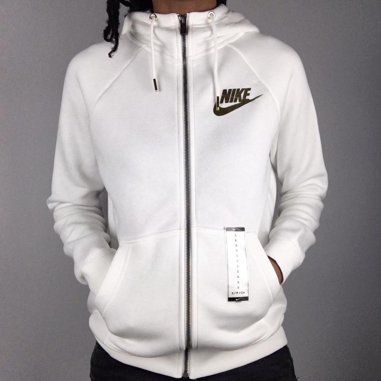 White and gold nike hoodie Clearance