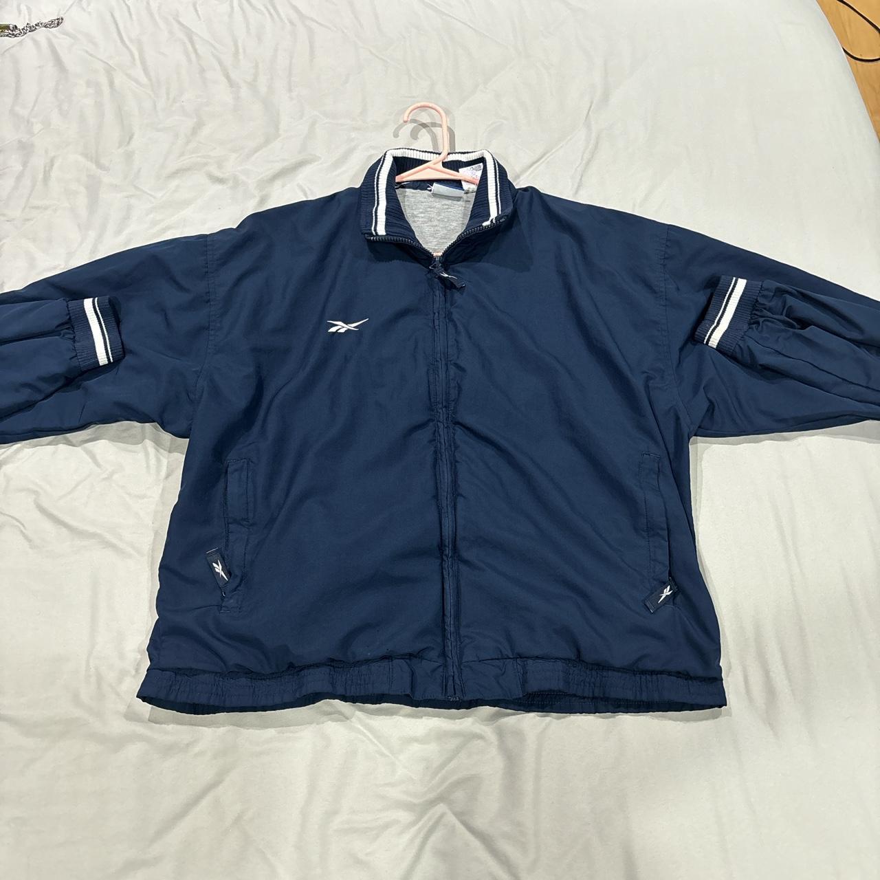 Vintage Reebok navy blue wind breaker - Depop