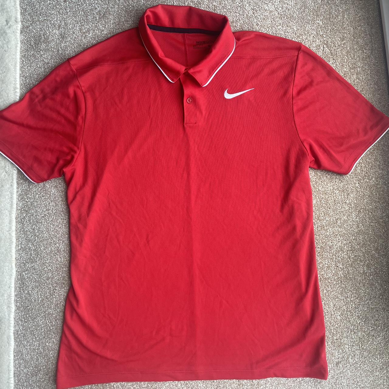 Men’s red Nike golf polo shirt, size medium - Depop