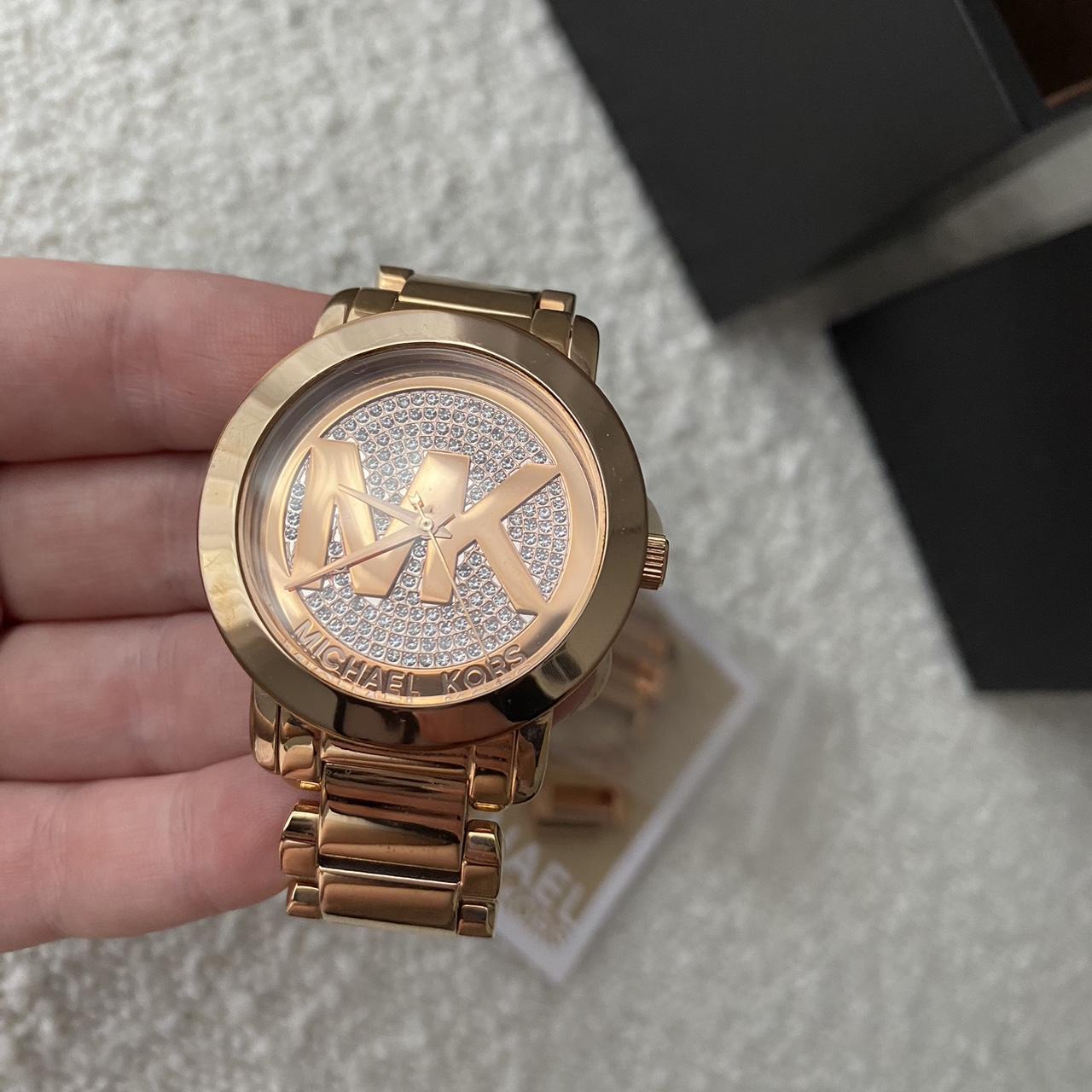 Ladies Michael Kors Rose Gold-Tone Crystal Pave Dial 40mm Watch - MK3394 |  Outofpawn.com