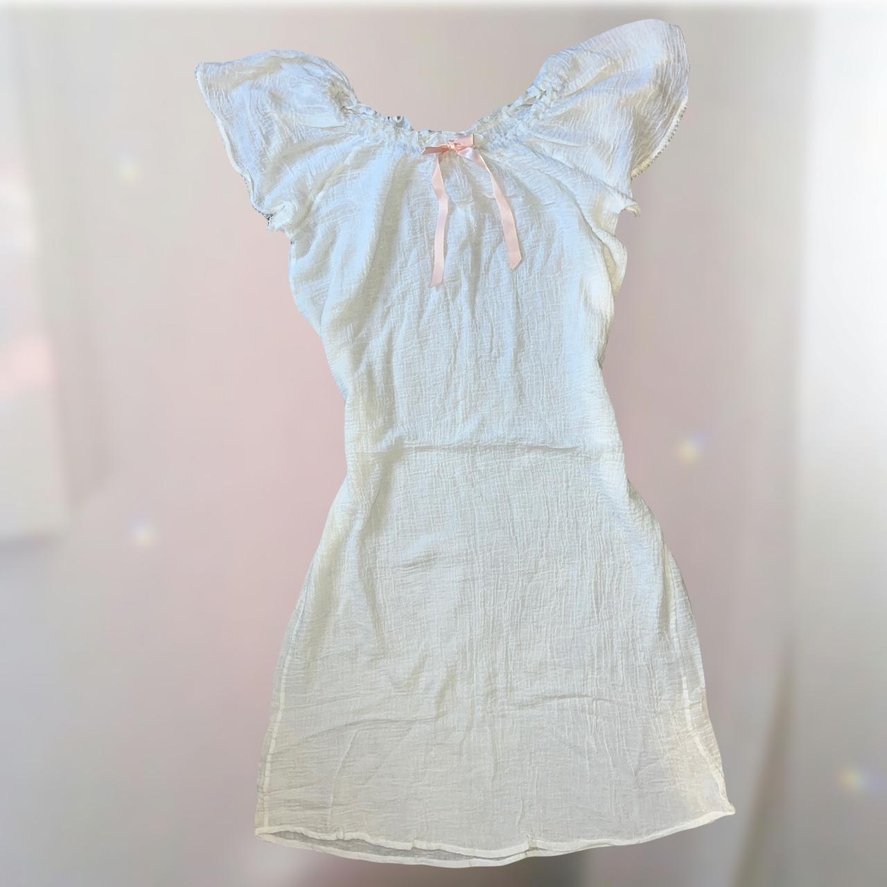 Adorable semi-sheer dainty nightgown dress with pink... - Depop