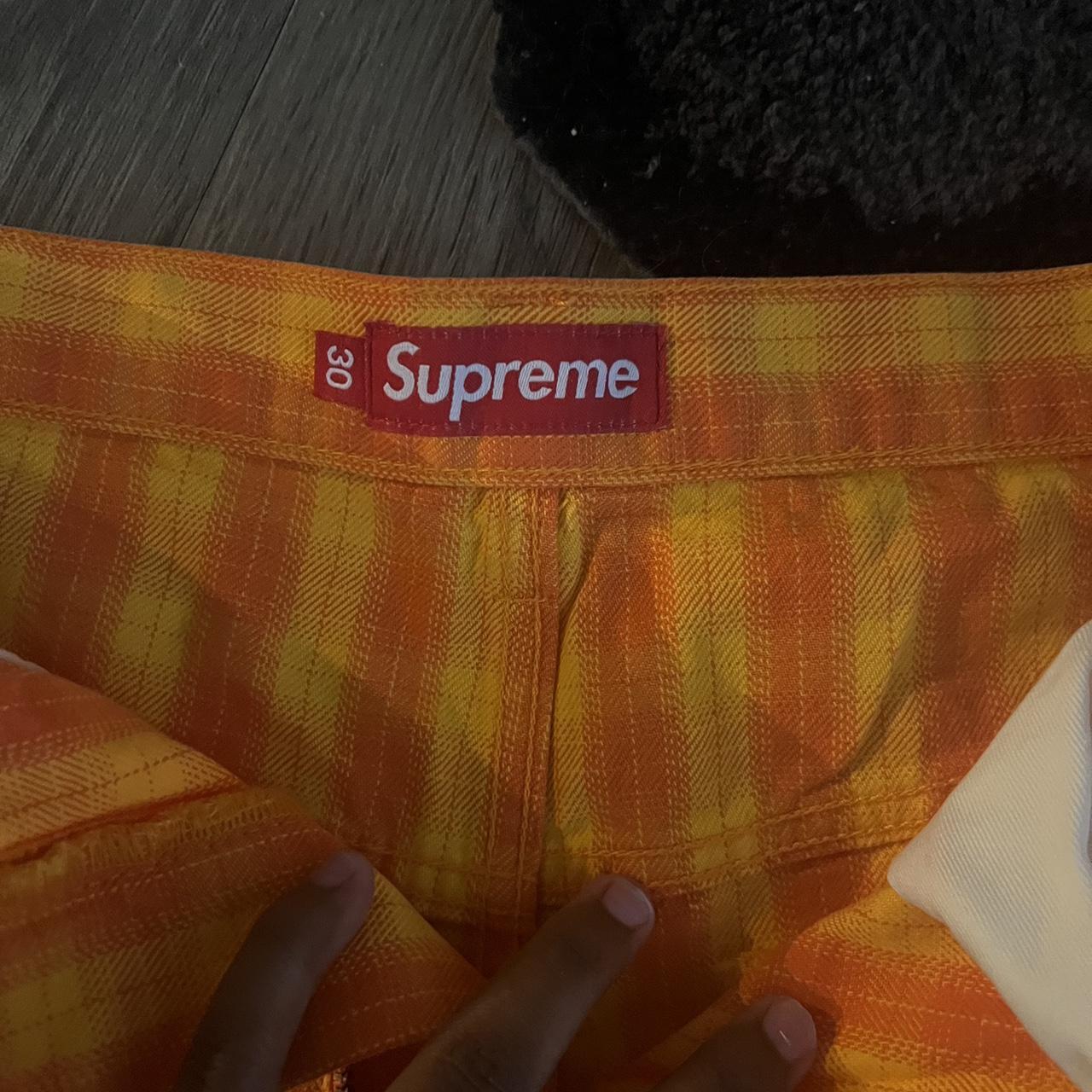 Supreme Orange and yellow plaid shorts Worn once | Depop