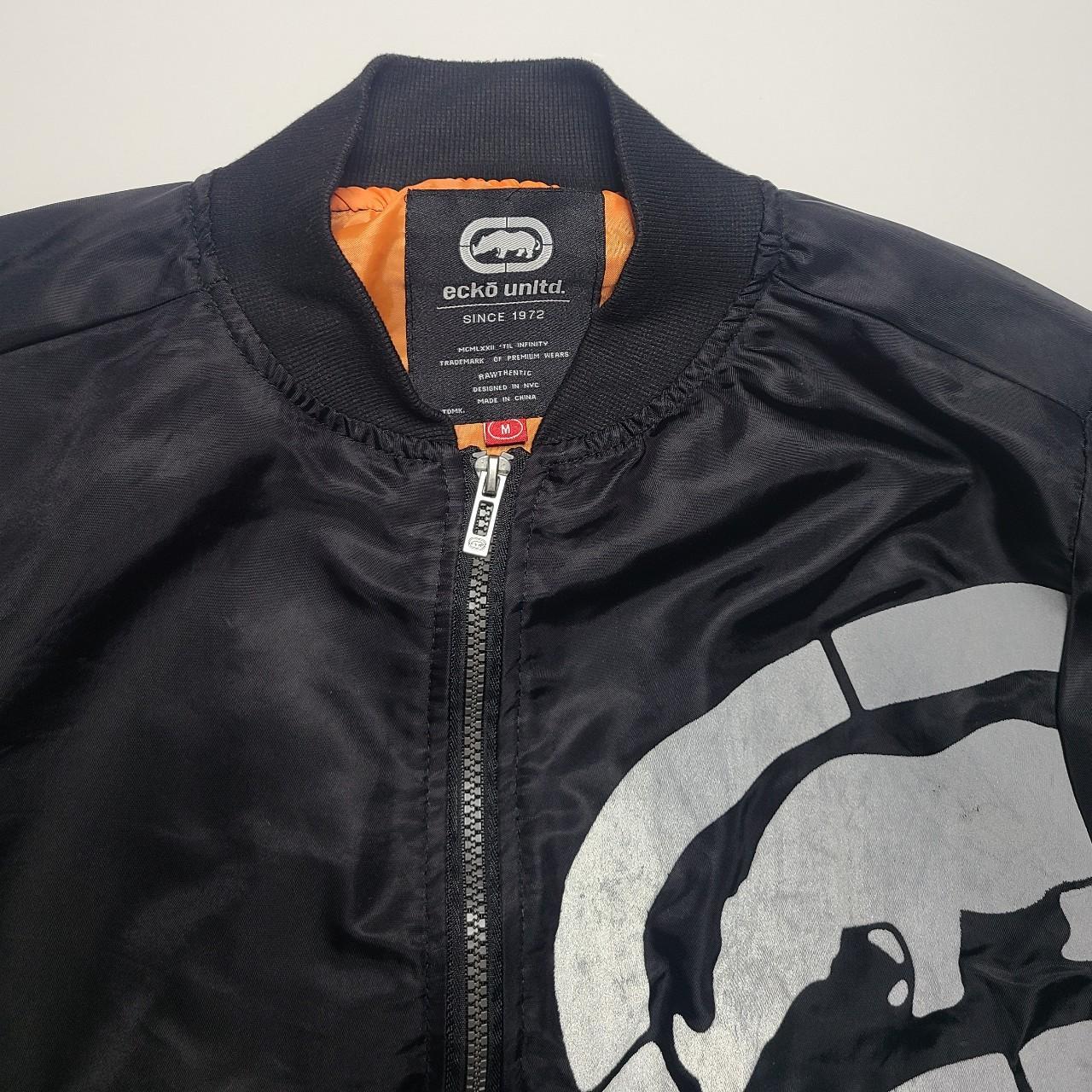 Ecko bomber jacket sz M shoulder seam ripped liner... Depop