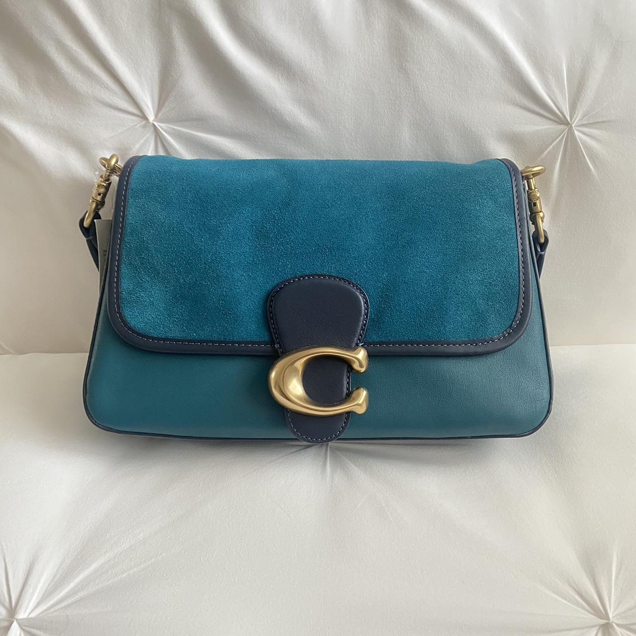 NWT Coach Soft Tabby Shoulder Bag in Deep Turquoise Depop