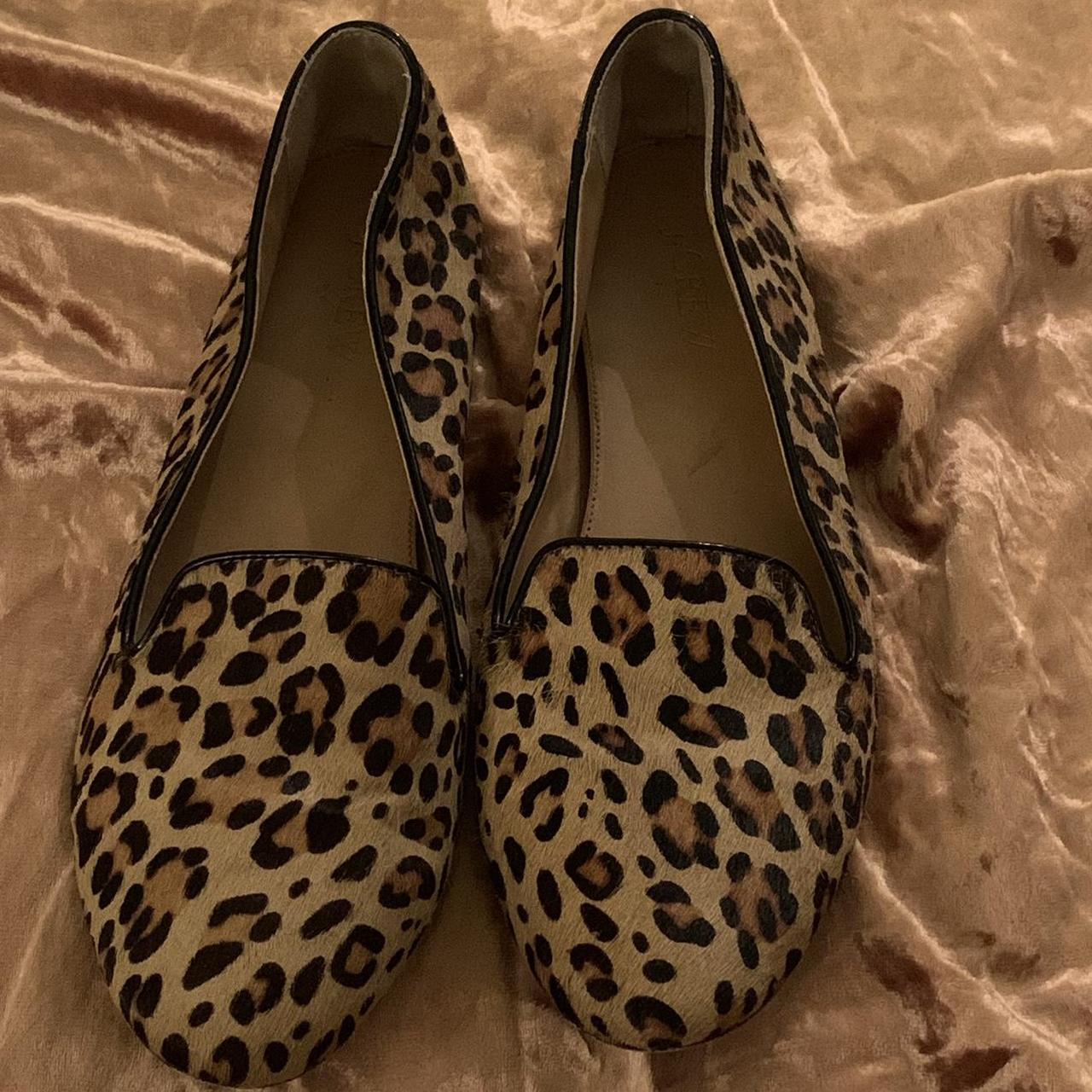 J crew hot sale leopard flats