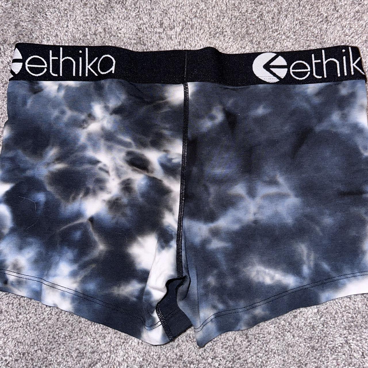 Ethika Women's Black and Blue Shorts Depop