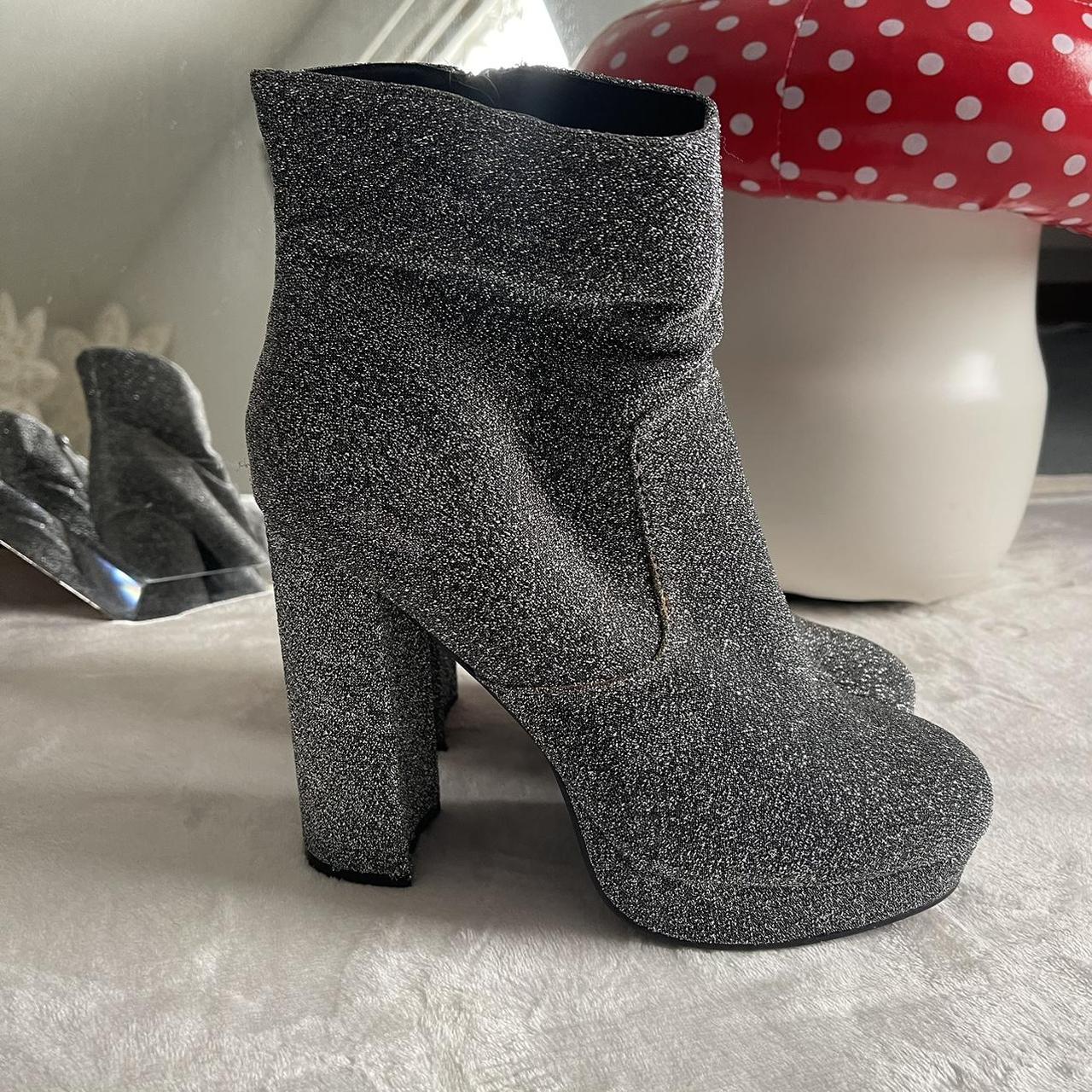 Madden Girl Silver Sparkle Platform Boots Size 10 5... - Depop