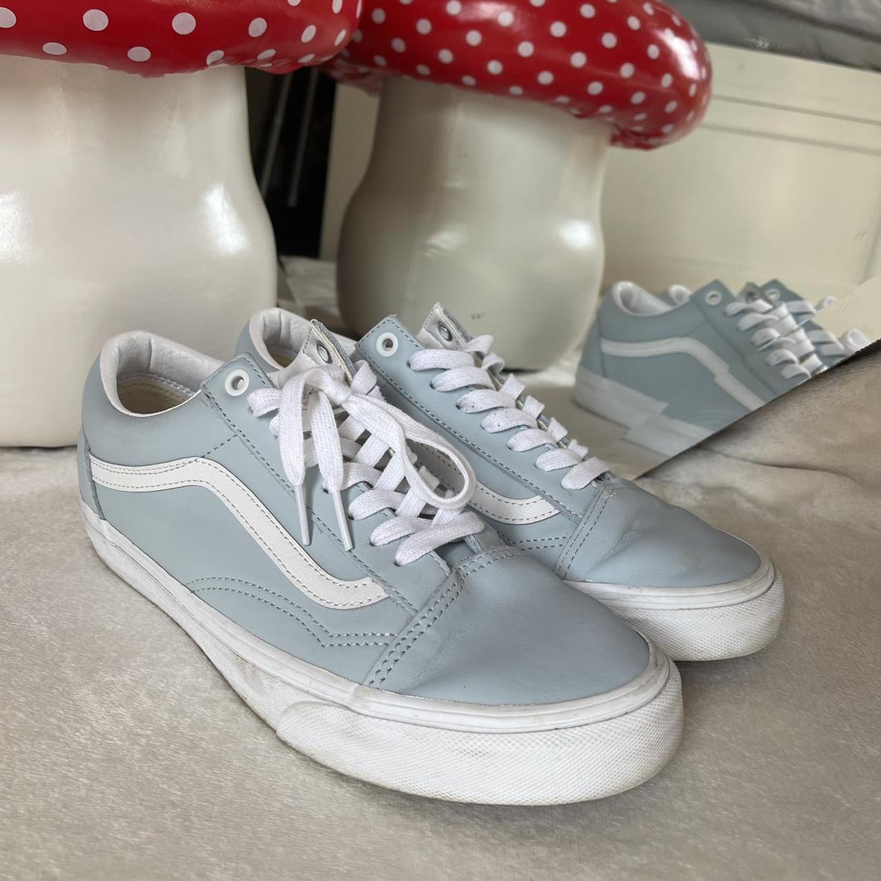 Vans Women's Blue and White Trainers | Depop