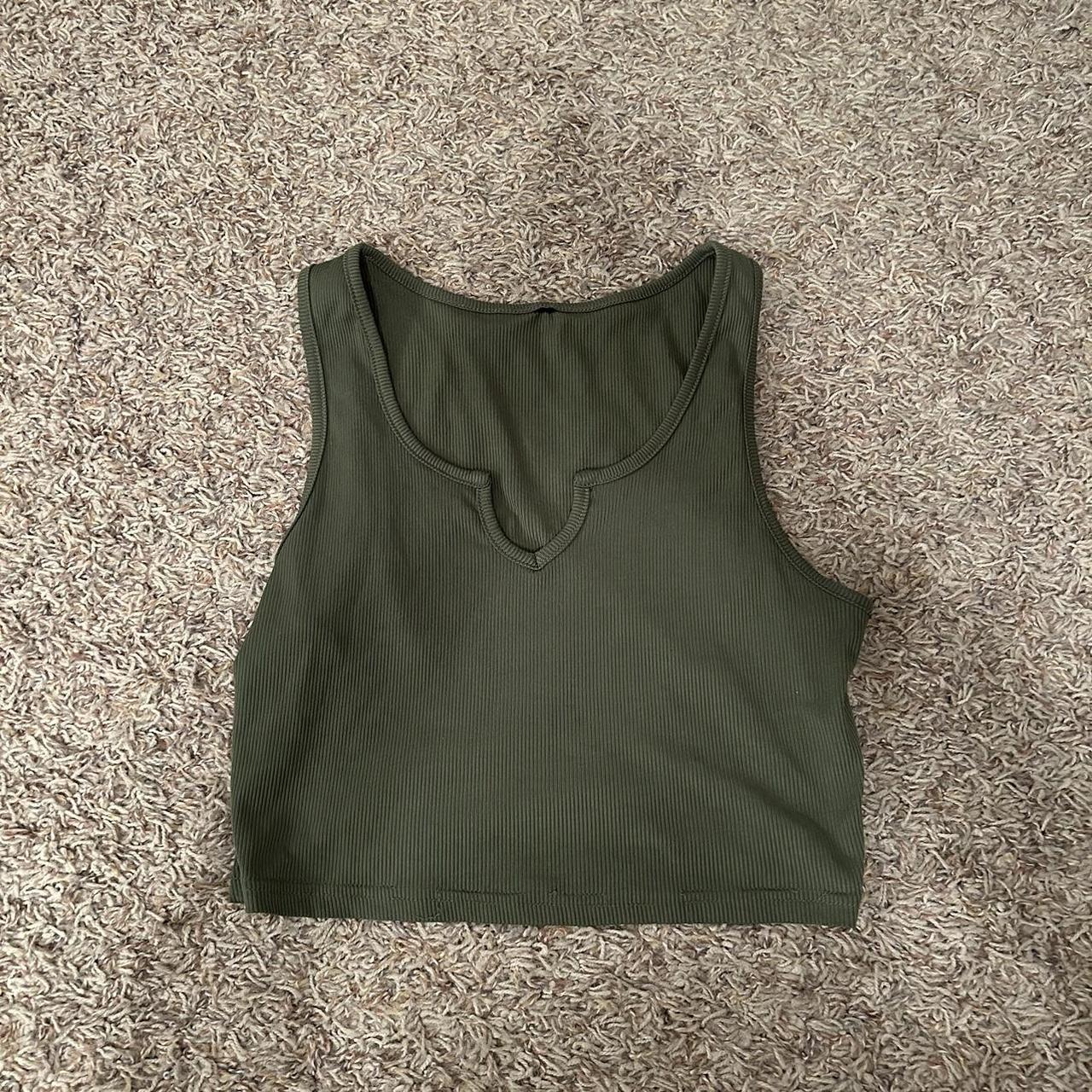 green shein crop top worn this a lot, no flaws tag... - Depop