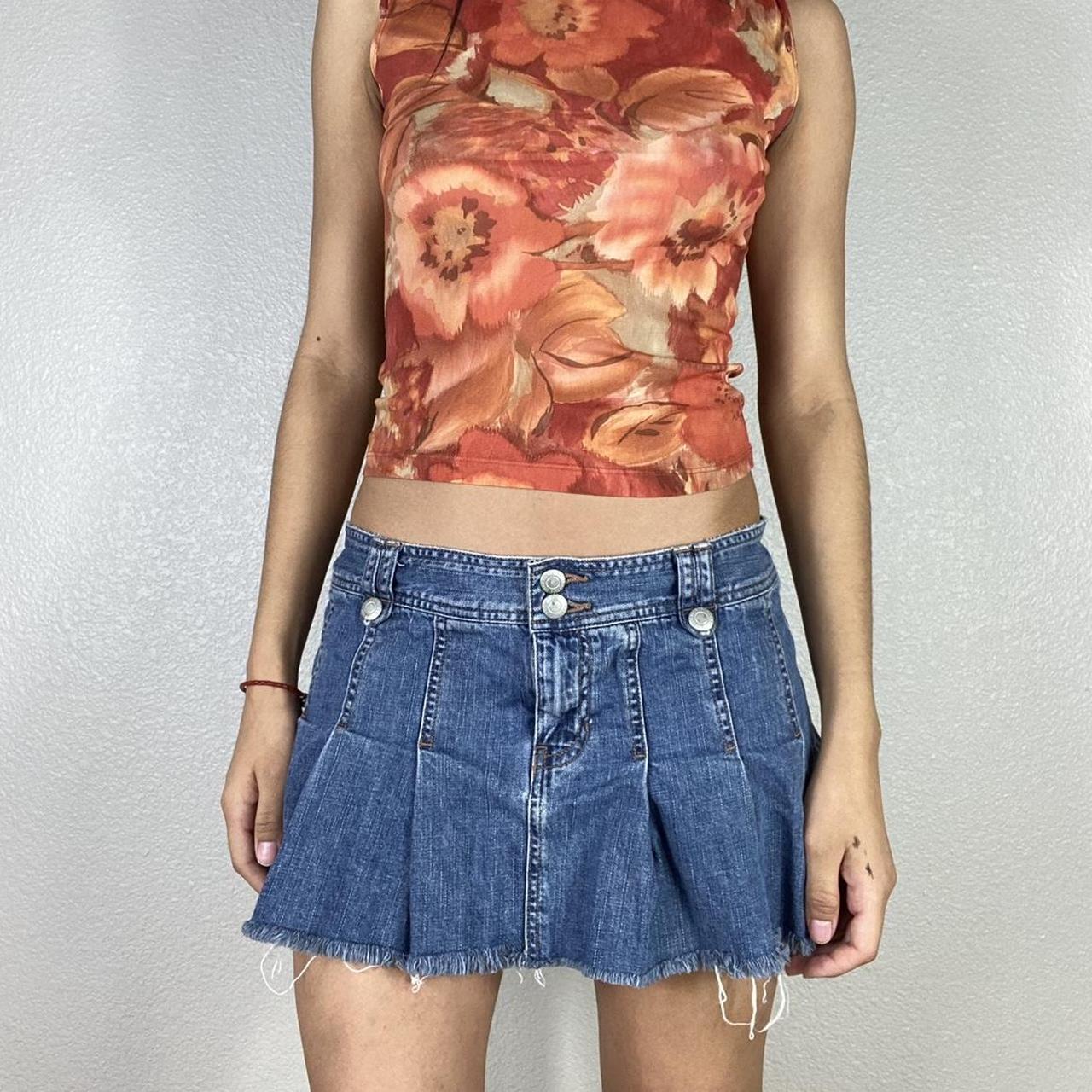 ABERCROMBIE & FITCH PLEATED MINI SKIRT 2000s denim... Depop