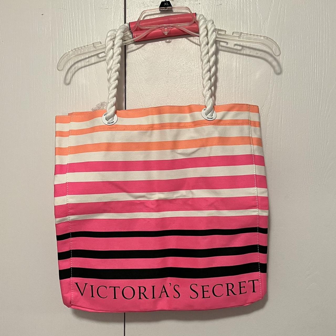 New Victoria's Secret Striped Pink and White Beach Tote Bag with