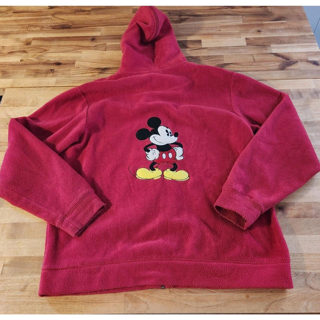 vintage mickey mouse fleece hoodie size large Double - Depop