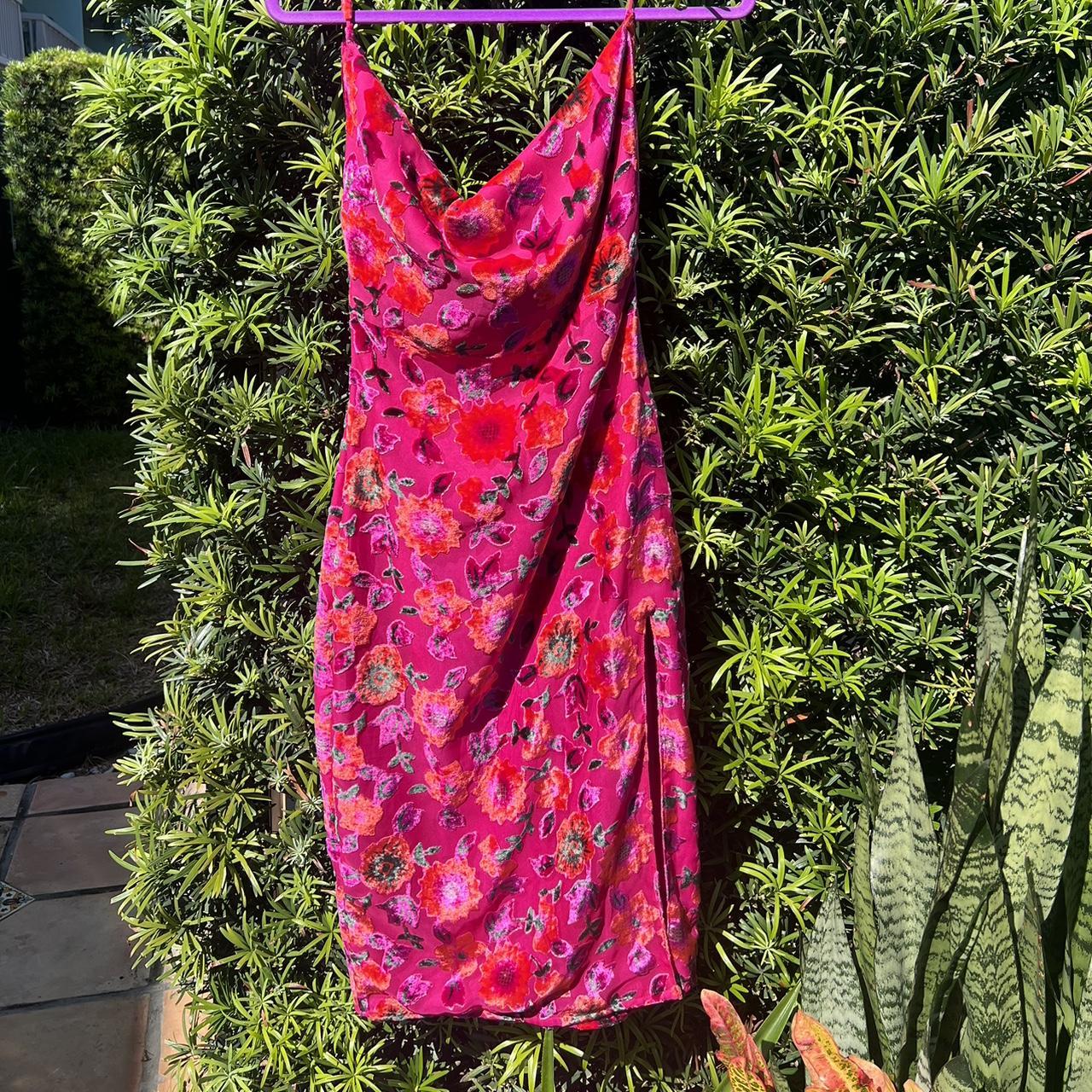 velvet floral detailed slip Nasty Gal dress... Depop
