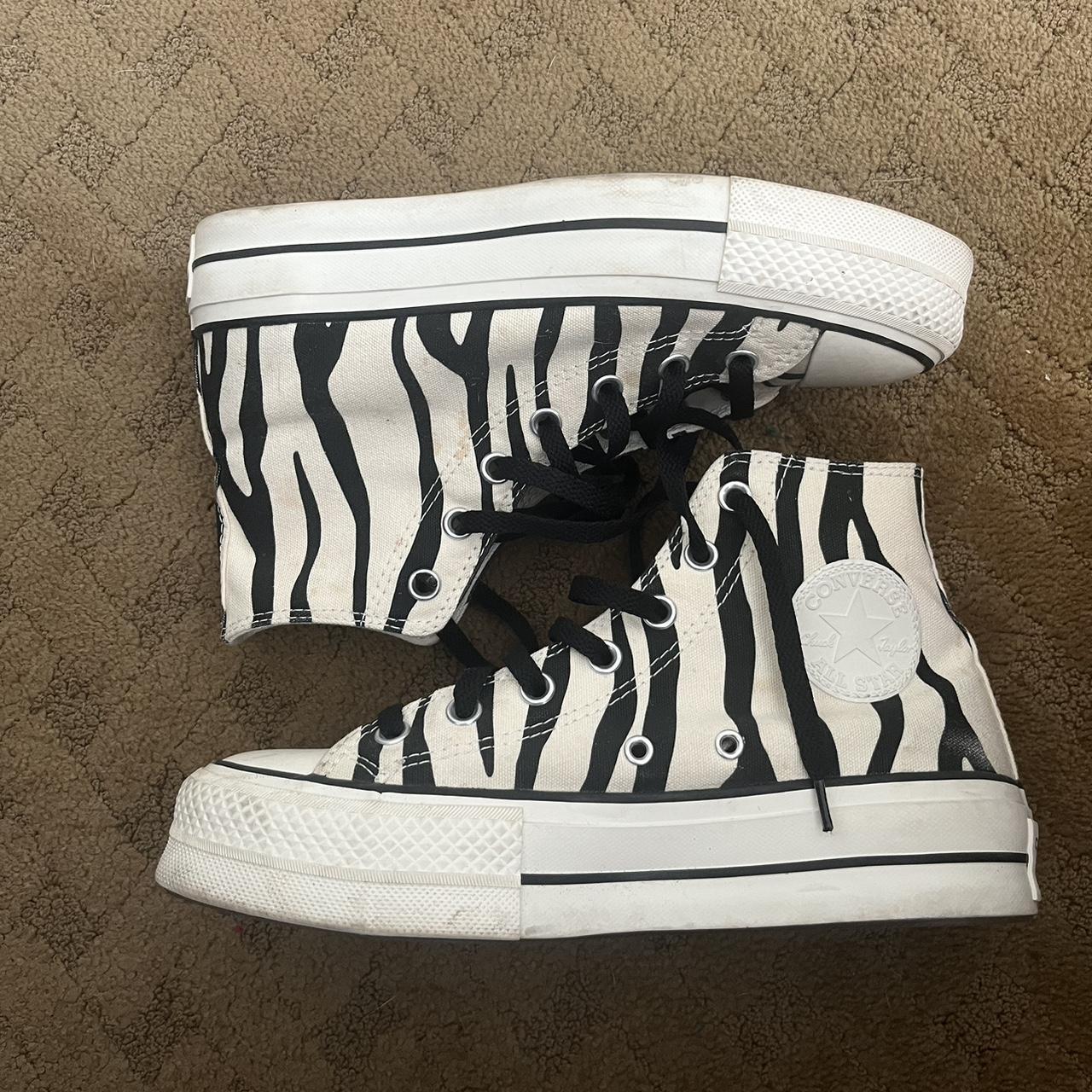 ZEBRA PRINT CONVERSE PLATFORM women’s size 8. worn... - Depop