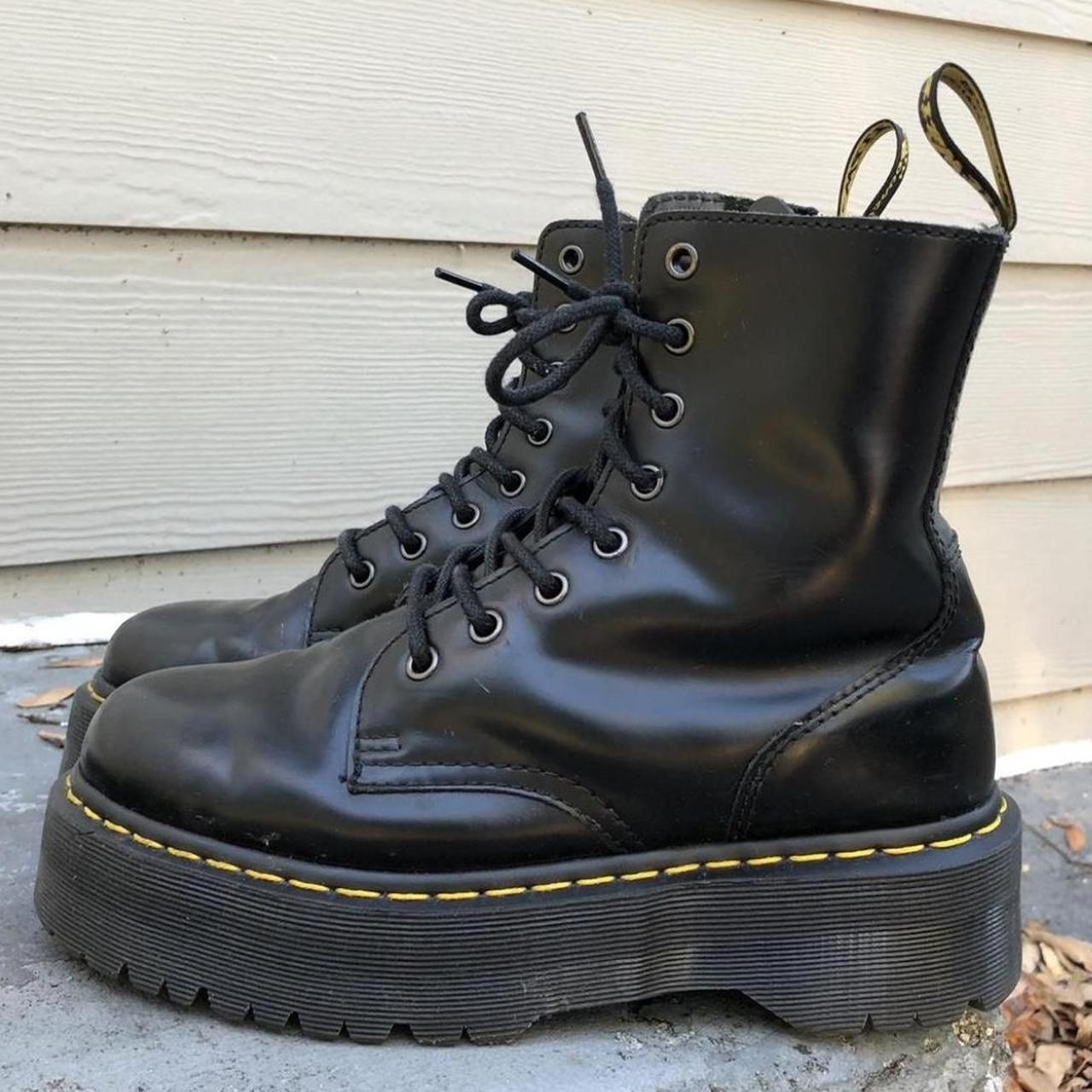 Dr. Martens Black and Yellow Boots | Depop