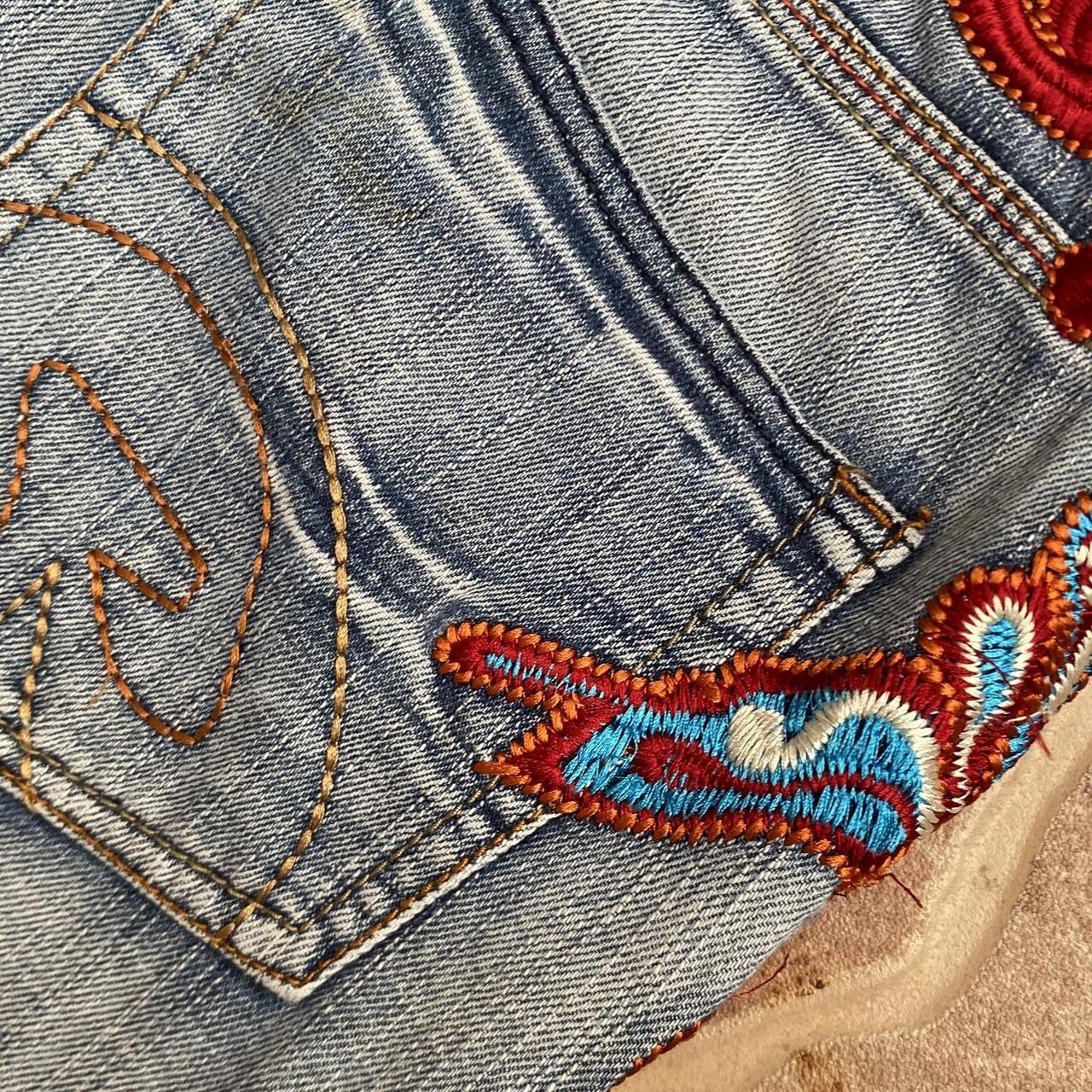 Seven7 Jeans Womens 11/12 Blue Denim Butt Logo - Depop