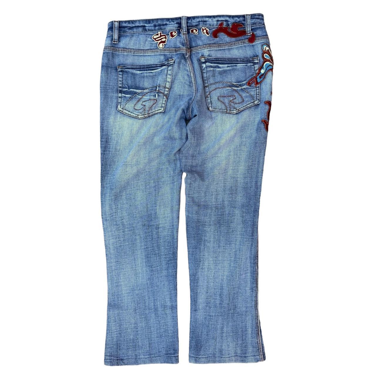 Seven7 Jeans Womens 11/12 Blue Denim Butt Logo - Depop
