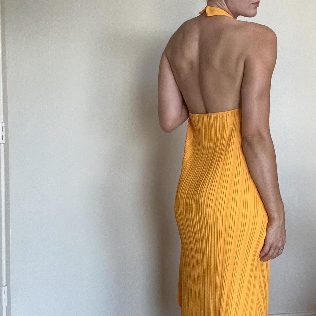 Orange pleated halter dress! 🍊, Wore this to a...