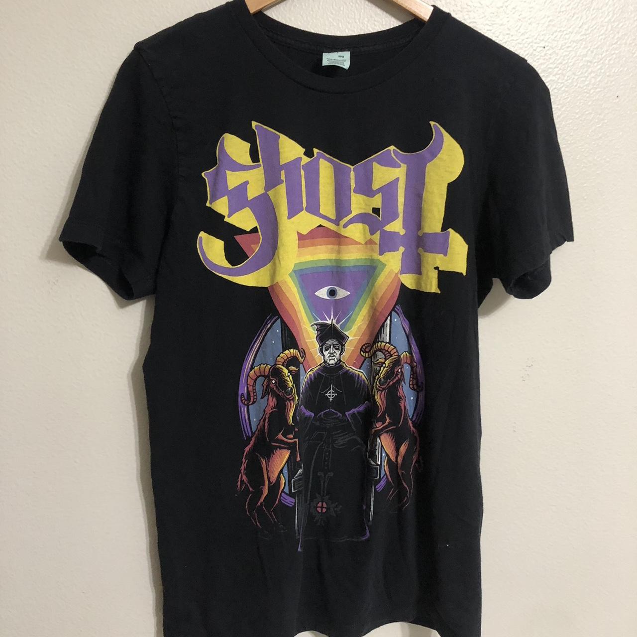 Ghost t shirt metal band tee goth 666 rainbow Size... - Depop