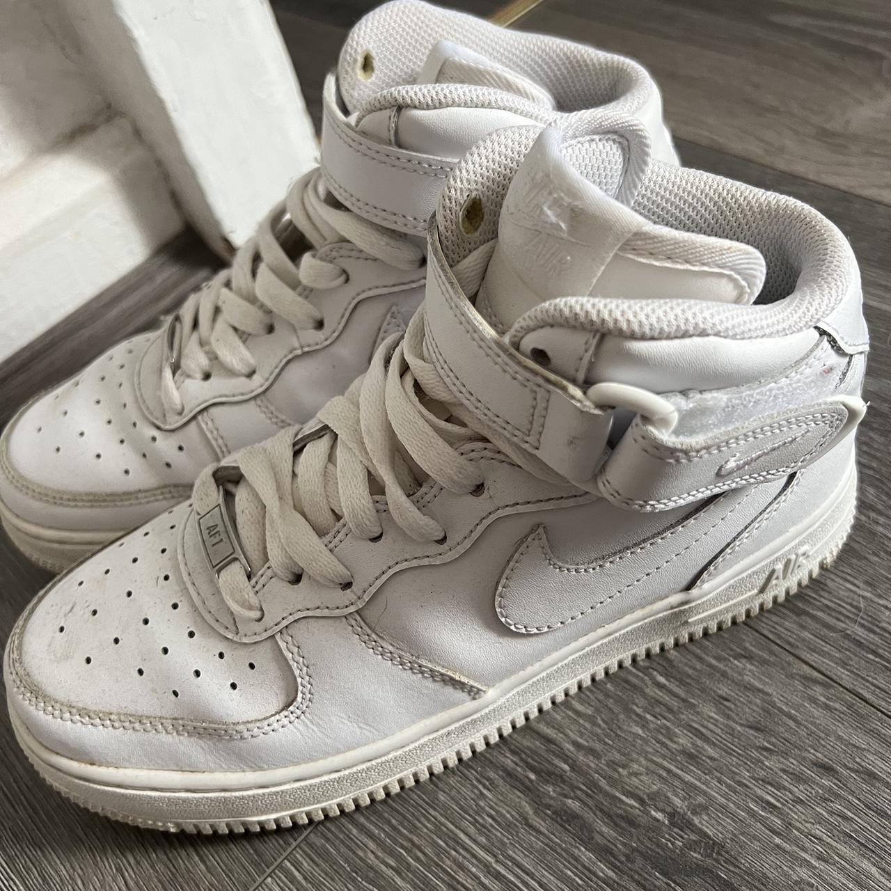 Air Force 1 white high tops, size 5. Barely worn.... - Depop