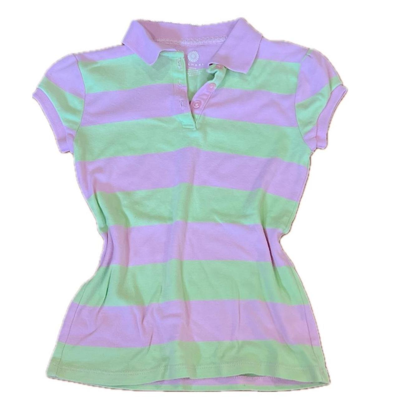 y2k pink green stripe polo shirt combo pastel angel. Depop