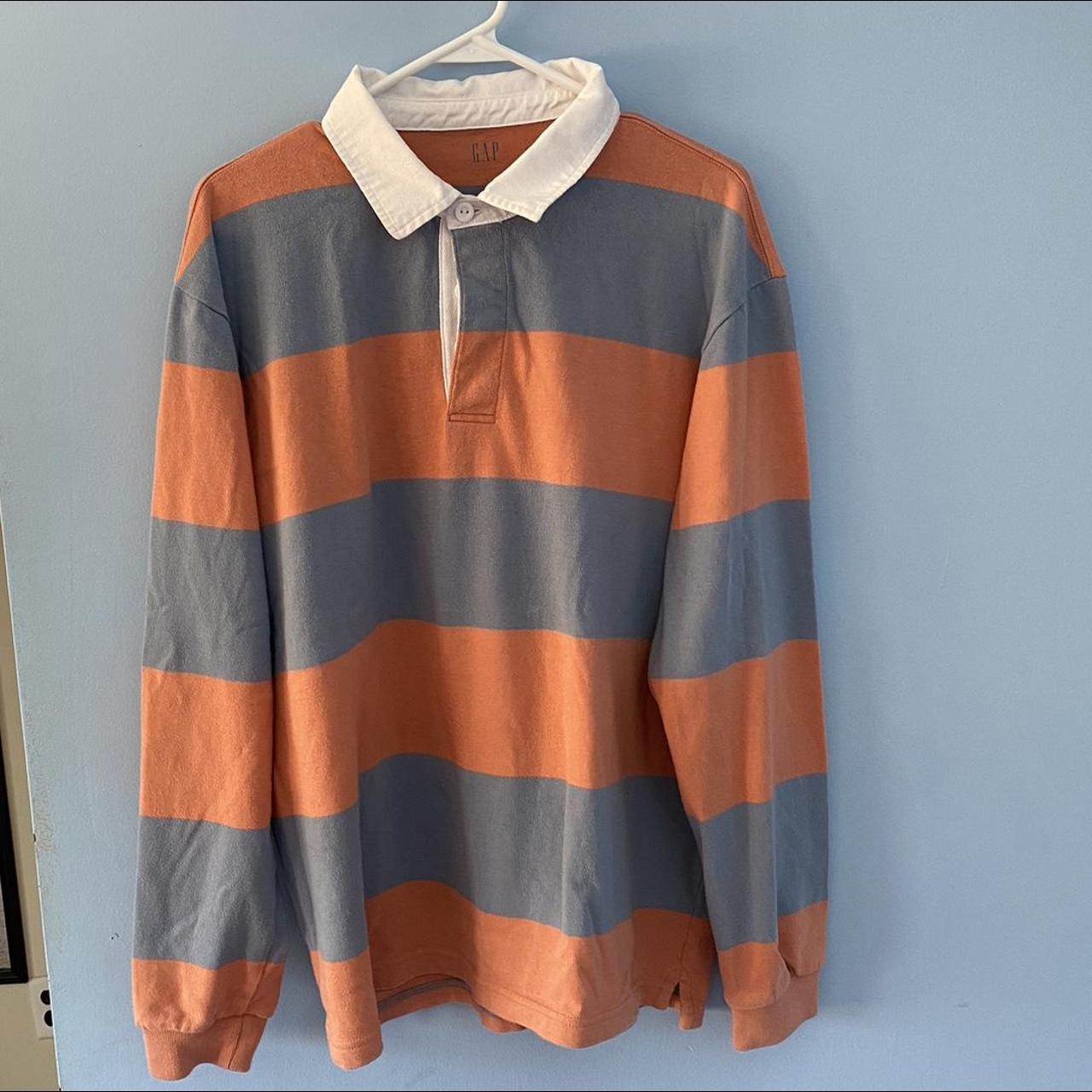Gap Men's Orange and Blue Shirt Depop