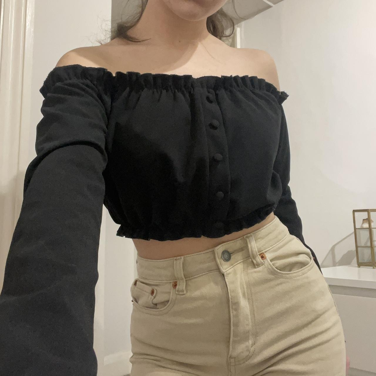 black crop top. brand new look. selling as i have... - Depop