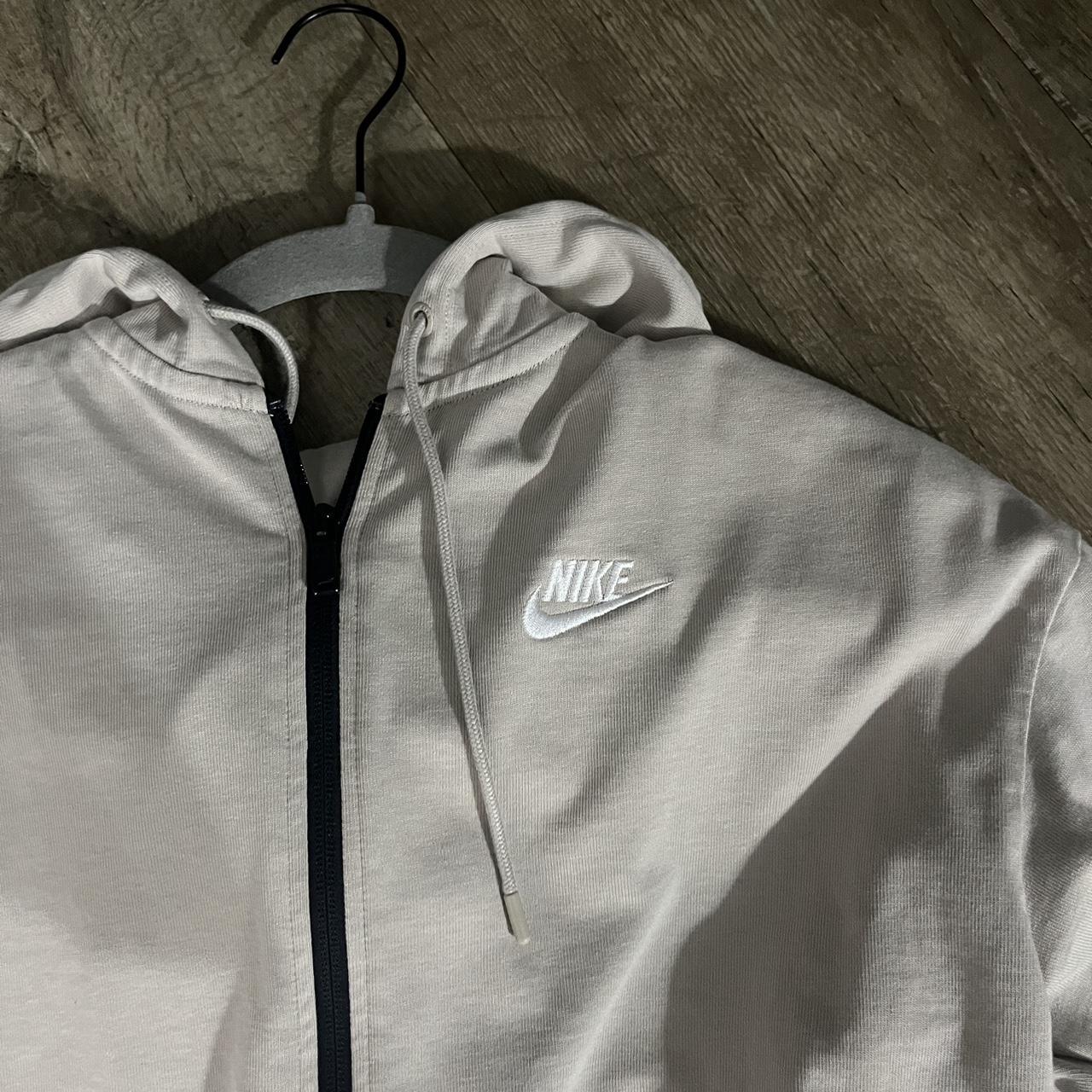 beige nike zip up jacket women’s M no flaws, never... - Depop