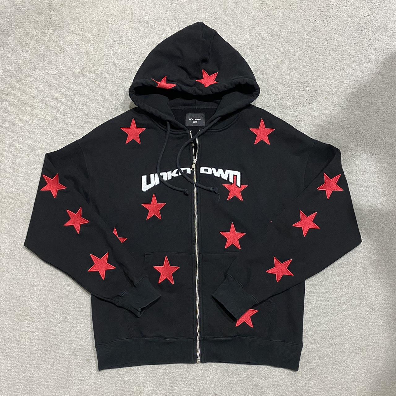 Unknown ldn red star zip up hoodie Colour 🎨: | Depop
