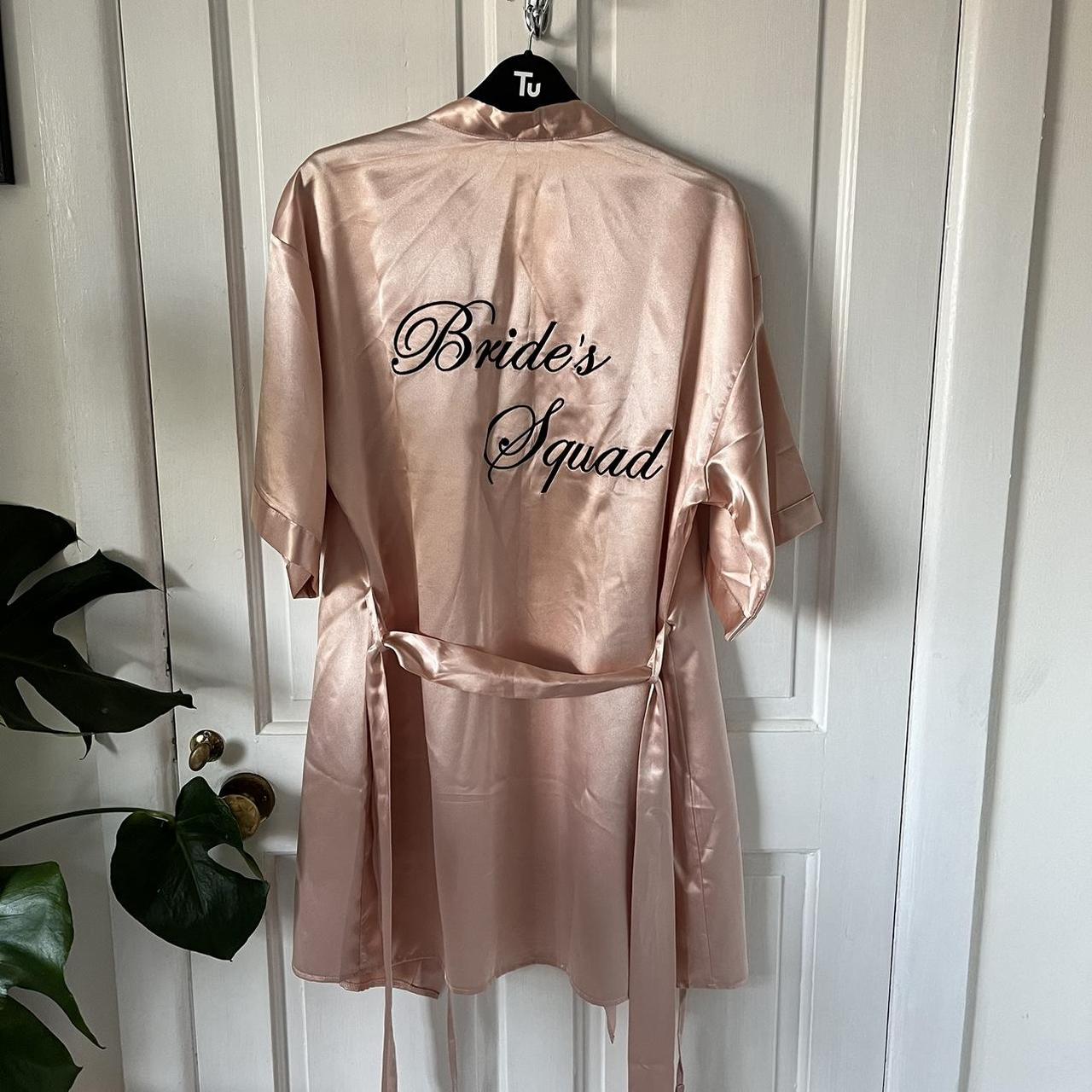 Boohoo satin ‘bride squad’ short dressing gown. Only... Depop