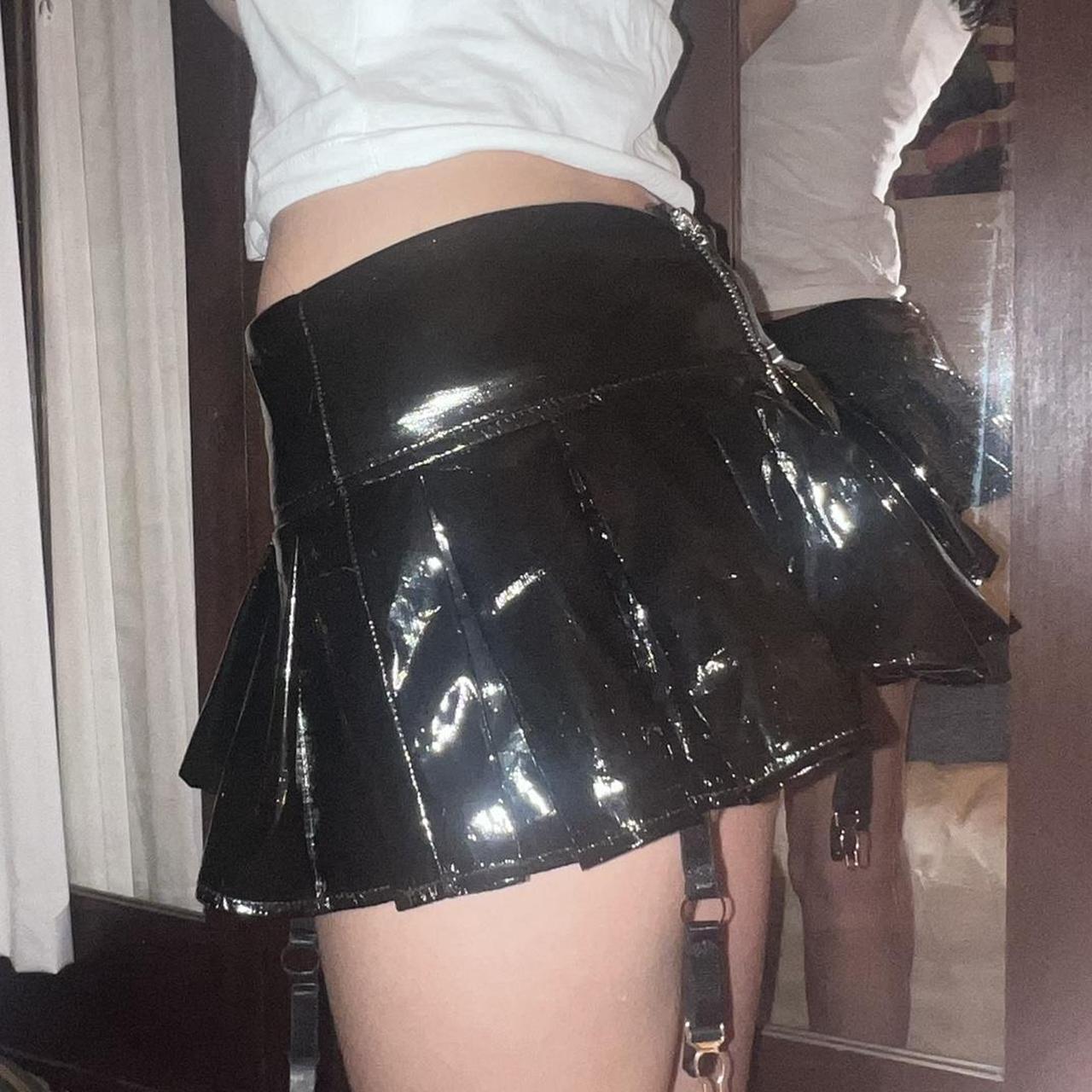 latex micro skirt with attached garters😍 #rave - Depop