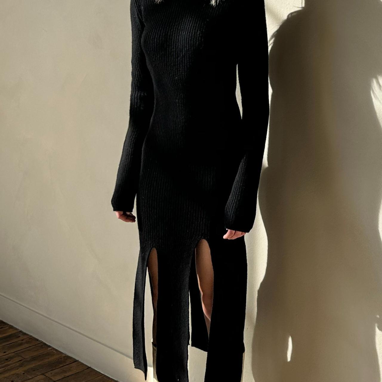 Long sleeve ribbed knit dress featuring a turtleneck... - Depop