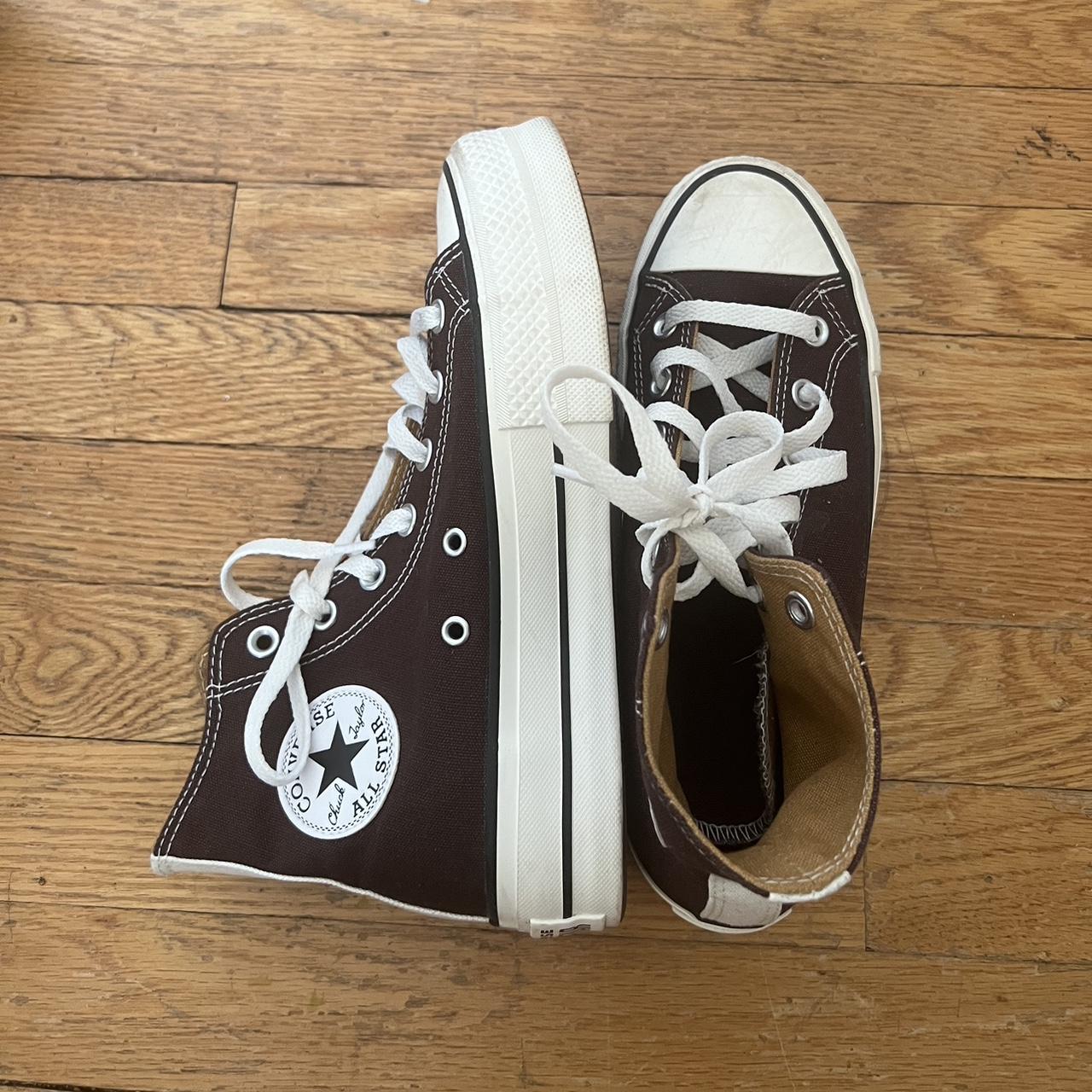 Converse Women's Brown and White Trainers | Depop