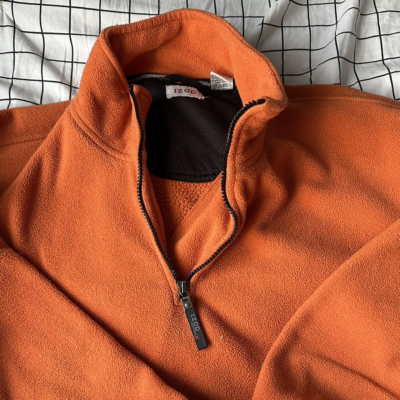 Izod Men's Orange and Black Hoodie Depop