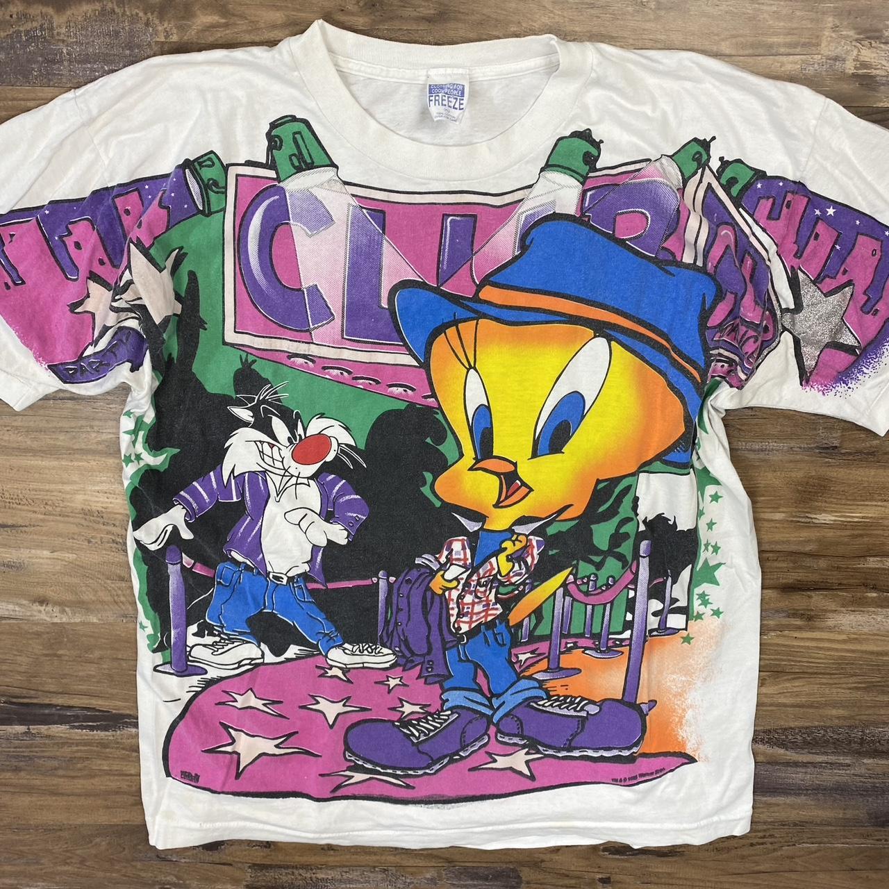 Vintage 90s looney tunes all over print t shirt !... - Depop