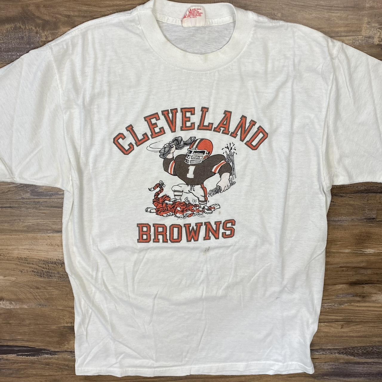 Vintage 80s CLEVELAND BROWNS T Shirt Football Mens Size L XL 