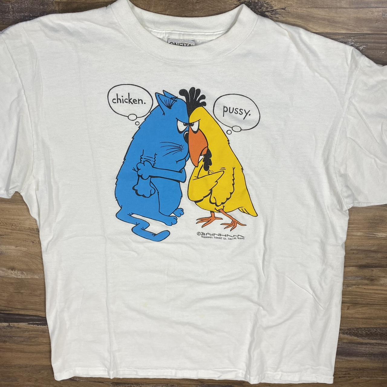 Vintage 90s chicken pussy comic t shirt ! Funny !... - Depop