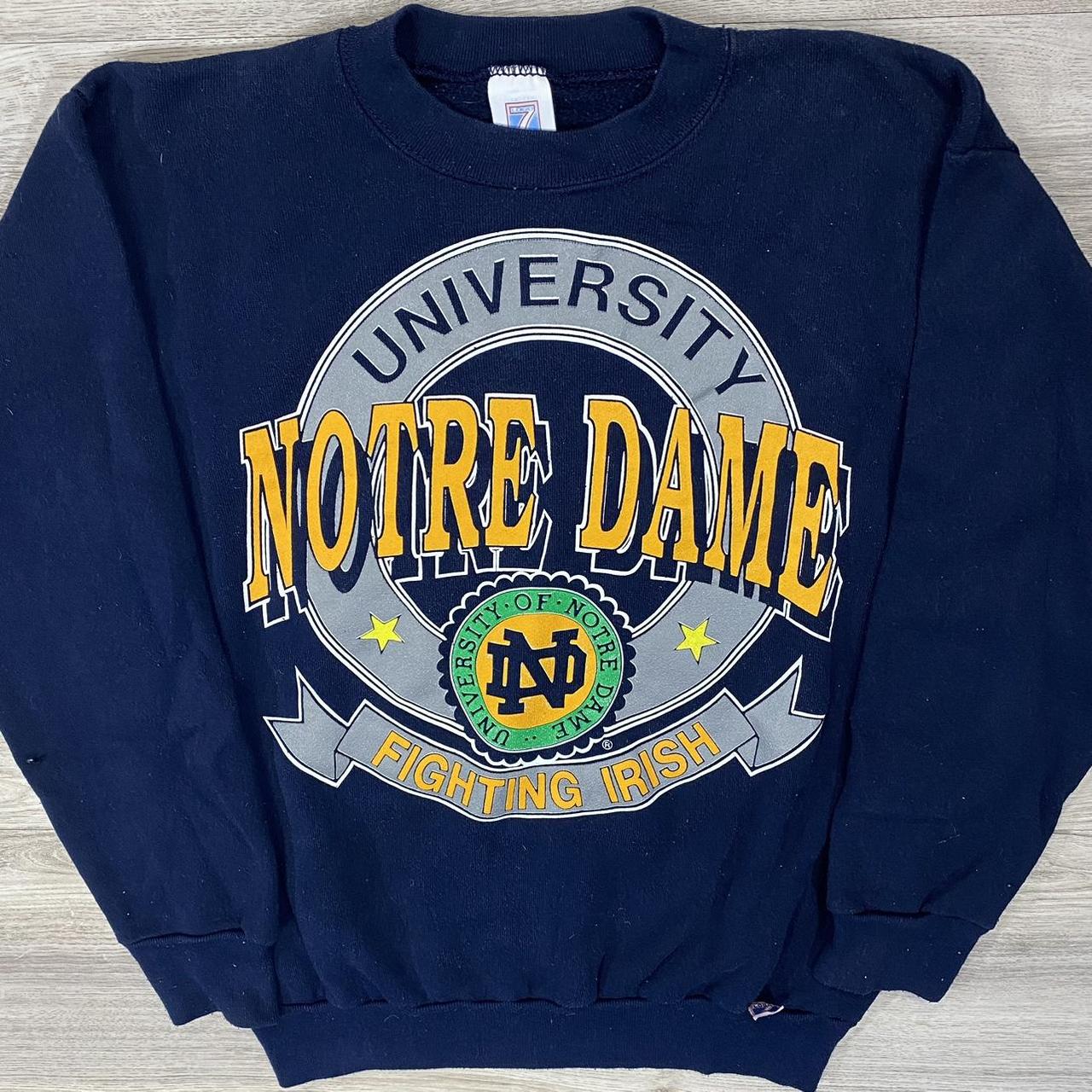 Vintage 90s University Of Notre Dame Crewneck... - Depop