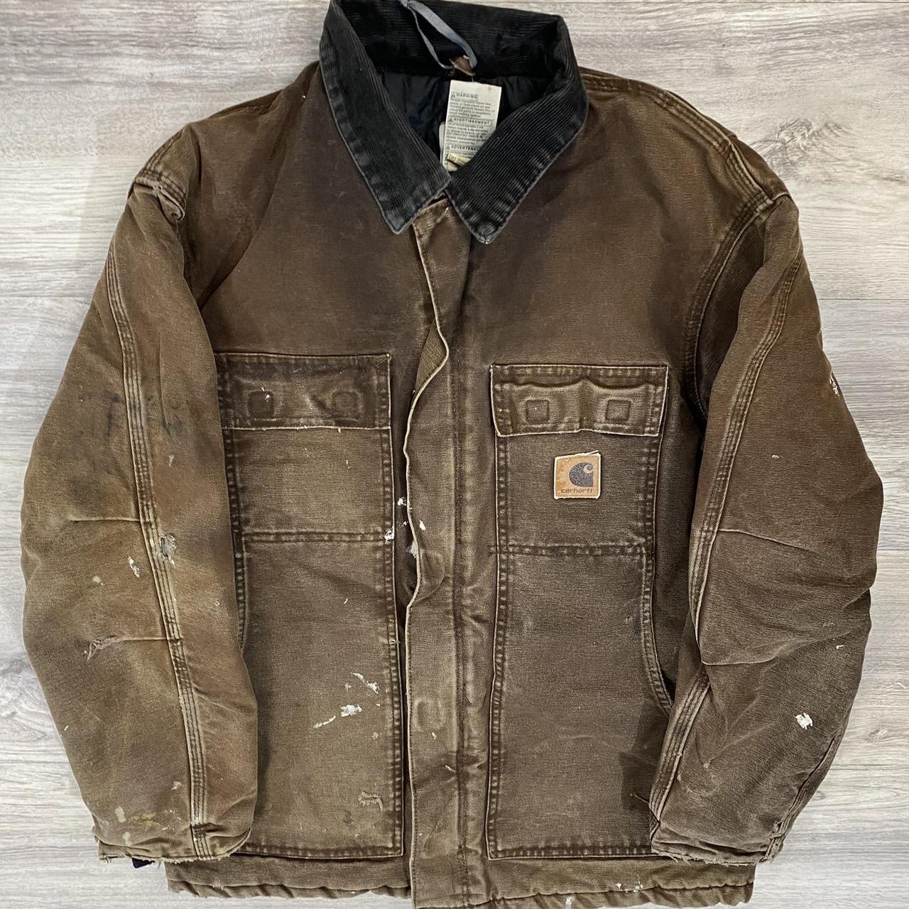 Vintage 00s y2k carhartt jacket ! Has distressing/... - Depop