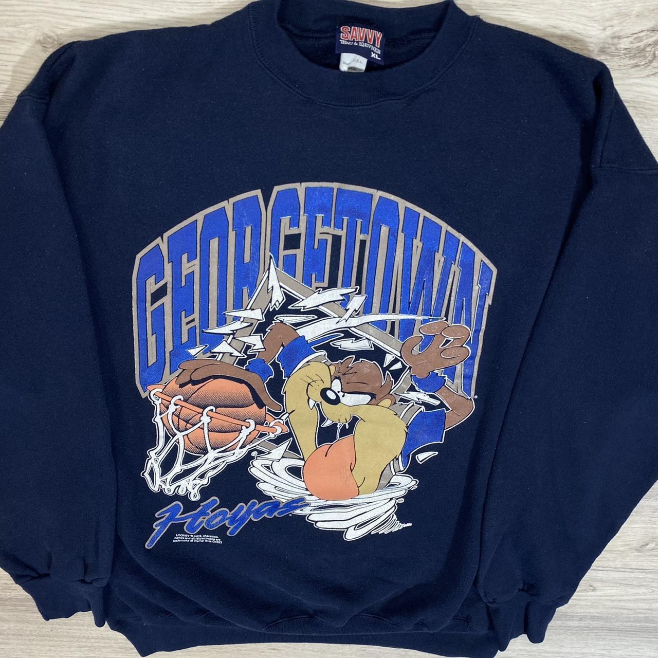 Popular 1993 Georgetown Hoyas Big Sleeve Spellout Crewneck Sweater Men's Large