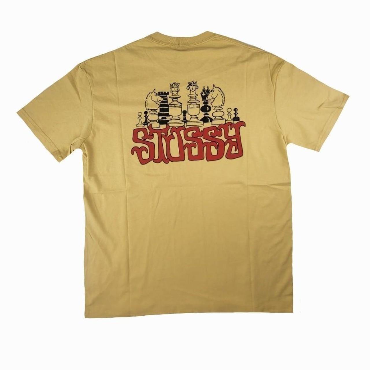 Stüssy Men's Yellow and Red T-shirt | Depop