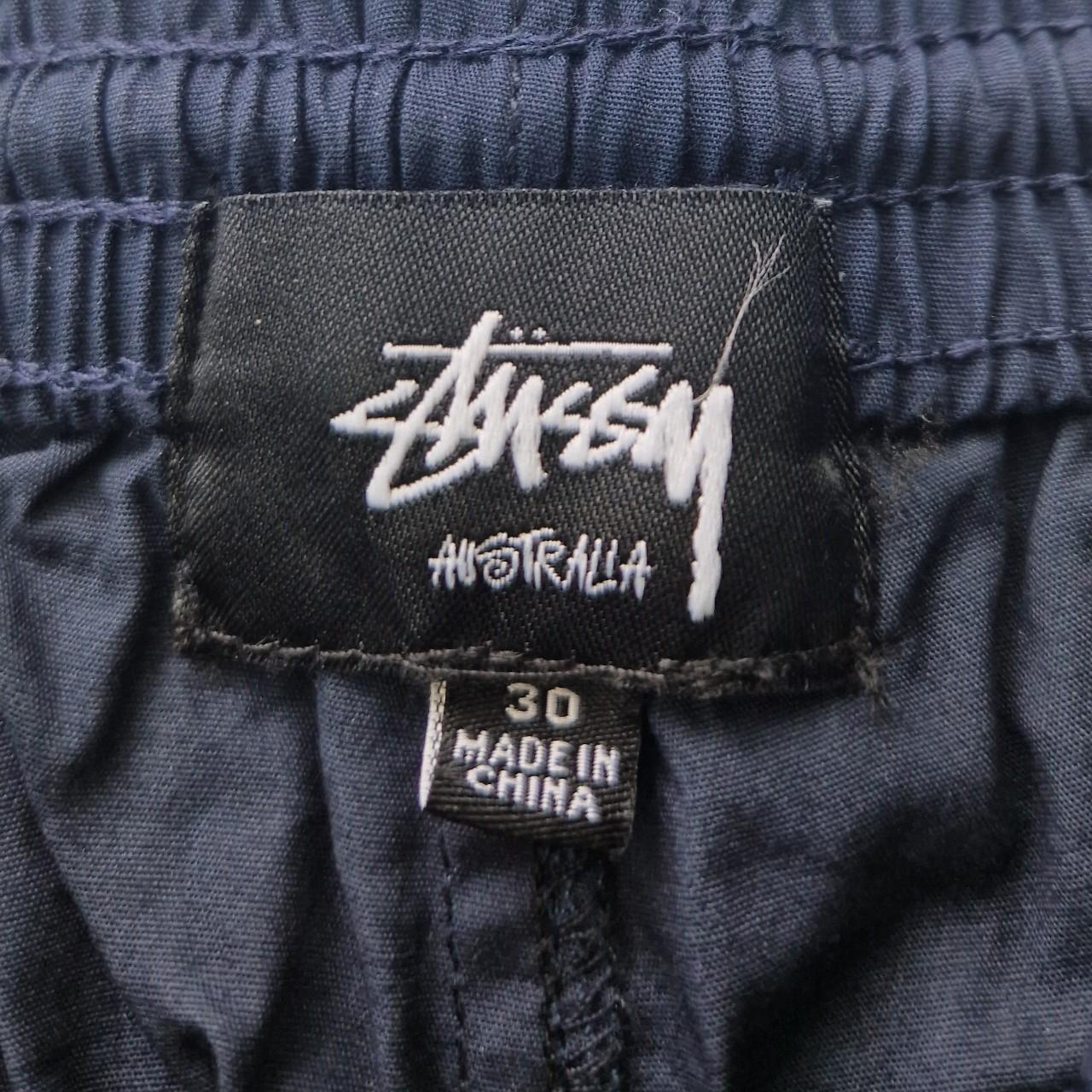 Navy stussy swimming shorts Tag size :... - Depop