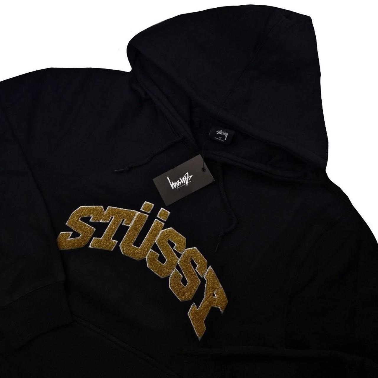 Black stussy chenille arch hoodie , Size : Large...