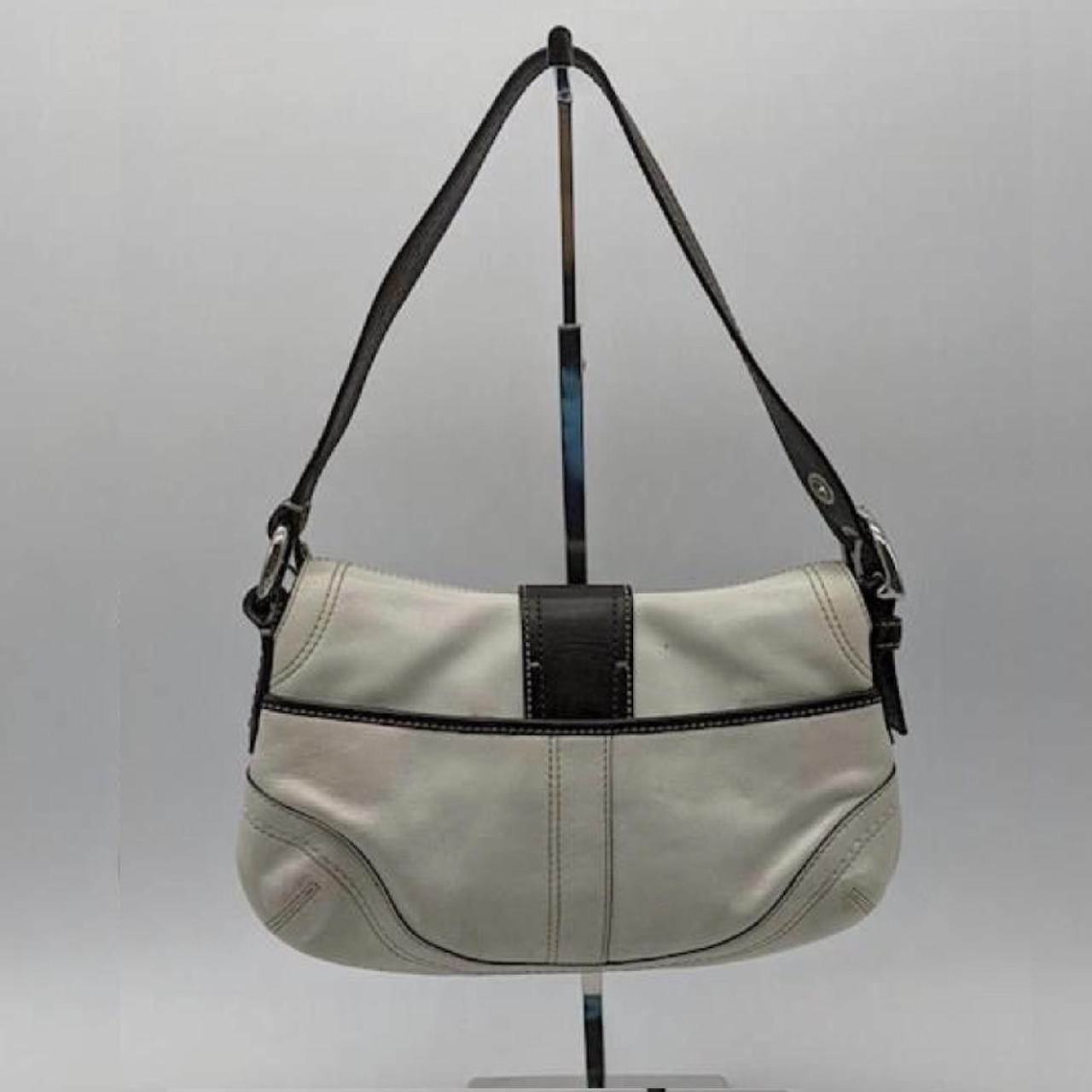 Vintage 90s Coach Soho Ivory white Brown Leather... Depop