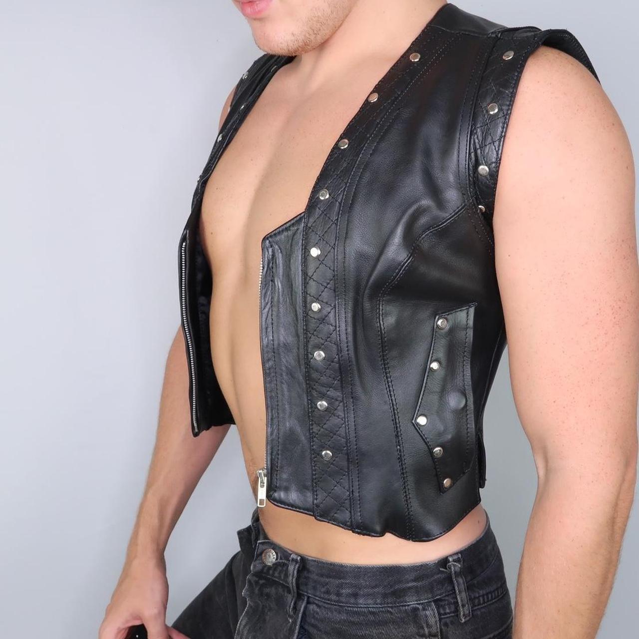 Vintage 90s highway one genuine black leather vest...