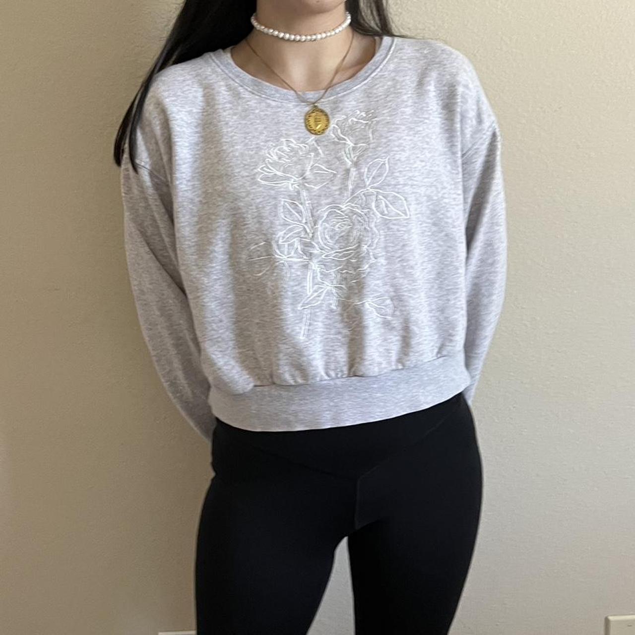 Garage embroidered rose cropped sweater. Exposure... Depop