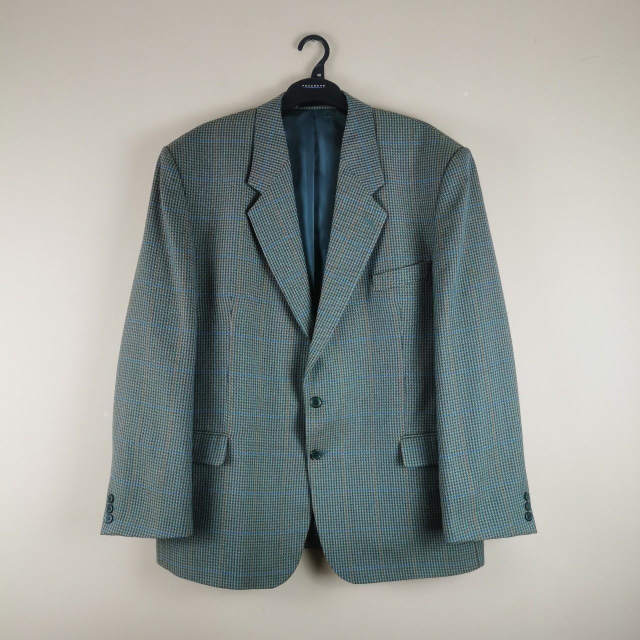 vintage 90s mens green dogtooth suit jacket - brand:... - Depop